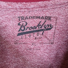 Brooklyn Cloth Shirt Mens XL Red Marled Henley Raglan Cotton Blend Long Sleeve