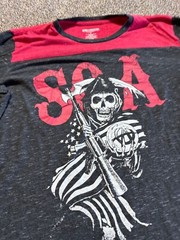 Sons Of Anarchy Mens Shirt Size XL Red Black Long Sleeve Cotton Blend SOA