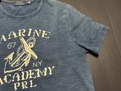 Polo Ralph Lauren Indigo Blue EMBROIDERD MARINE ACADEMY PRL Tee Shirt Men M