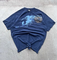 VTG Wave Riding Vehicles T-Shirt Mens Large Blue Surfer Gold Stencil Rare Y2K