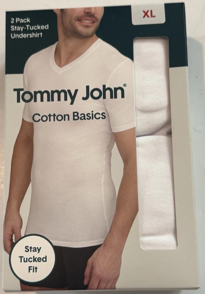 Tommy John Cotton Basics Stay-Tucked Undershirt 2-Pack White Size XL NWT