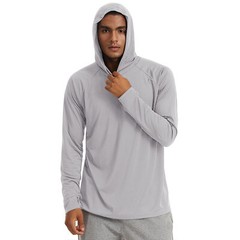 Mens UPF 50+ Hoodie Long Sleeve Outdoor Sun Shirts Hiking Fishing Team Work Tops