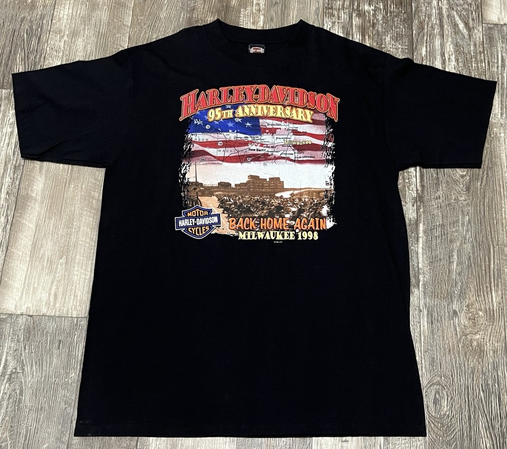 Vintage Harley Davidson Shirt 1998 Milwaukee 95th Anniversary Men XL Made In USA