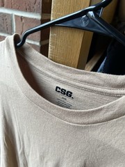 CSG Beige Cotton Crew Neck Men’s Short Sleeve T-Shirt Size M