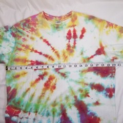 Gildan Cotton M Short Sleeve Starburst Tie Dye T-Shirt Red Green Orange
