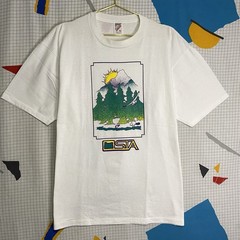 Vintage 90s Science Nature Art Tshirt XL USA NSTA Mountain Wildlife Preservation