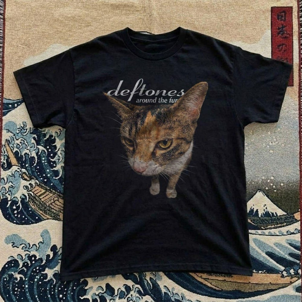 Deftones Around The Fur Cat Vintage Design Black Cotton T-shirt S-5XL
