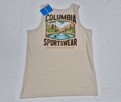 Columbia Men’s Outdoor Graphic BaigeTank Top Black Sleeveless Sports SZ Medium