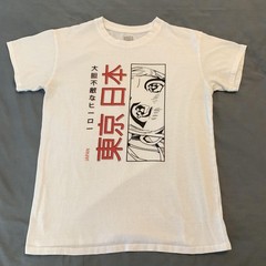 Brisco Brands Anime Manga Shirt Mens Medium White Japan Graphic Daring Hero