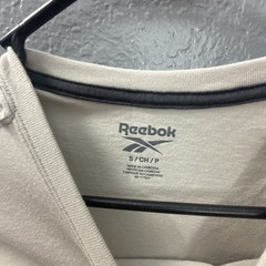 Reebok Shirt Mens Small Beige Black Blue Window Pane Print Short Sleeve Casual