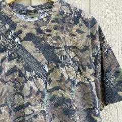 Vintage 90s Y2K Mossy Oak Camo Forest Floor Pocket Tee Shirt Mens Large