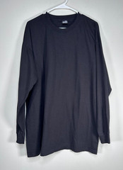 Sada Long Sleeve Shirt Top Men’s 2X Crew Neck Black Casual 100% Cotton