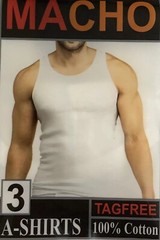 3 Pieces Men’s A-Shirt 100% Cotton Tank Top Ribbed Undershirt Black White Gray