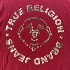 NWT True Religion Mens Shirt Medium M Red Stamp Foil Red Short Sleeve Camisa