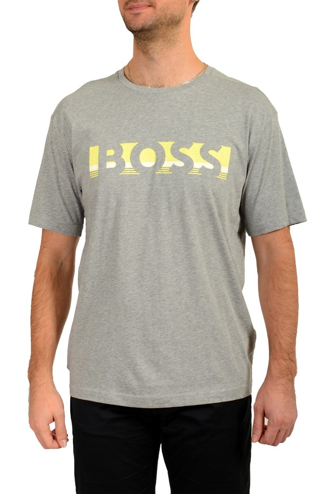 Hugo Boss Men’s “Tee 1” Gray Logo Print Short Sleeve T-Shirt US 2XL IT 56
