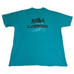 Vintage 90s Half Moon Bay Walk & Run Shirt Marathon Tee Men L Teal Single Stitch
