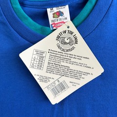 Vintage Fruit of the Loom Double Collar Sleeve T Shirt Blue M NEW Made in USA