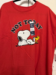 Peanuts Snoopy & Woodstock “Not Today” Red Graphic Crew Neck T-Shirt Men 3XL