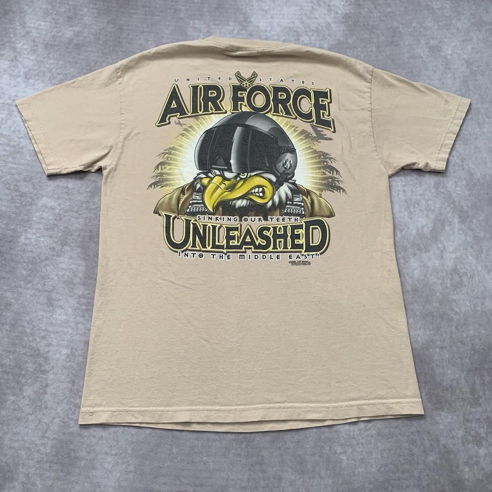 Vintage 7.62 Design Air Force Shirt Size L Eagle Pilot Military Cartoon USA