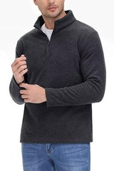 Mens Quarter Zip Sweatshirt Long Sleeve Pullover 1/4 Zip Winter Fleece Lined Top