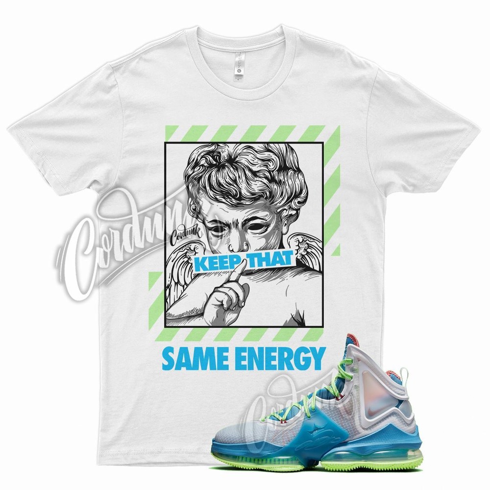 White ENERGY T Shirt for N Lebron 19 Dutch Blue Pomegranate Lime Glow Green