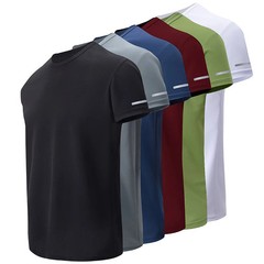 Men’s Solid Color Round Neck Short Sleeve Top 2/4/6 Piece Printed Cuffs Sports