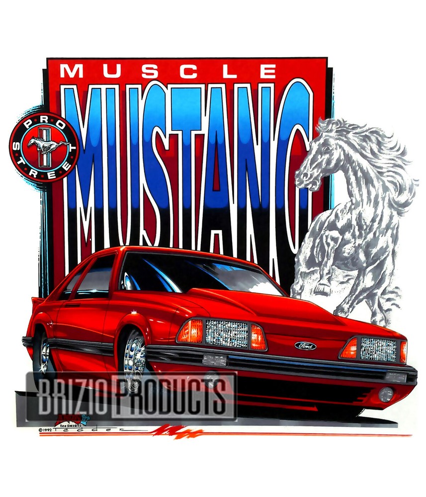 “Muscle Mustang” White Tee 8966 Front Print
