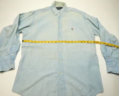 Vintage Ralph Lauren Blake Shirt Mens Medium Blue Light Wash Denim Pony