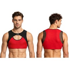 US Men Half Shirt Cut Out Chest Harness Gym T-shirts Sleeveless Stringer Vests