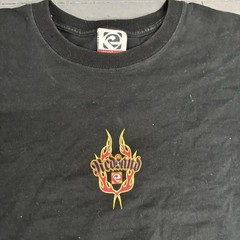 Vintage Red Sand skater tee Made In USA Sz L Mens Black Y2K JNCo Style