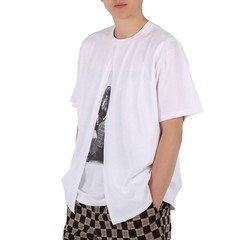 Burberry Mens White Portrait Print Cotton Oversized T-shirt, Brand Size XX-Small