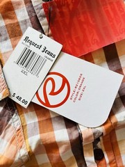 Request Jeans Shirt For Men Size: 2XL Color: Orange