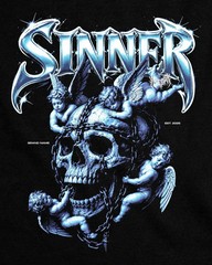 Men’s Vintage Washed Graphic T-Shirt Skull Cherub Print Gothic Streetwear Tee
