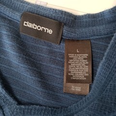 Claiborne Mens Blue Long Sleeve V Neck Shirt Size L Comfortable Casual Basic