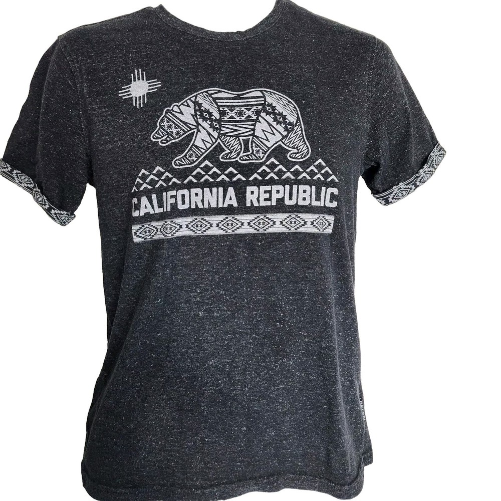 Brooklyn Cloth Gray California Republic Bear Crew Neck T-shirt Mens Small