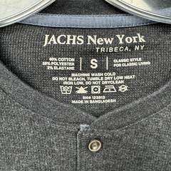 Jachs New York Tribeca Waffle Print Henley Shirt Long Sleeve Charcoal Gray S