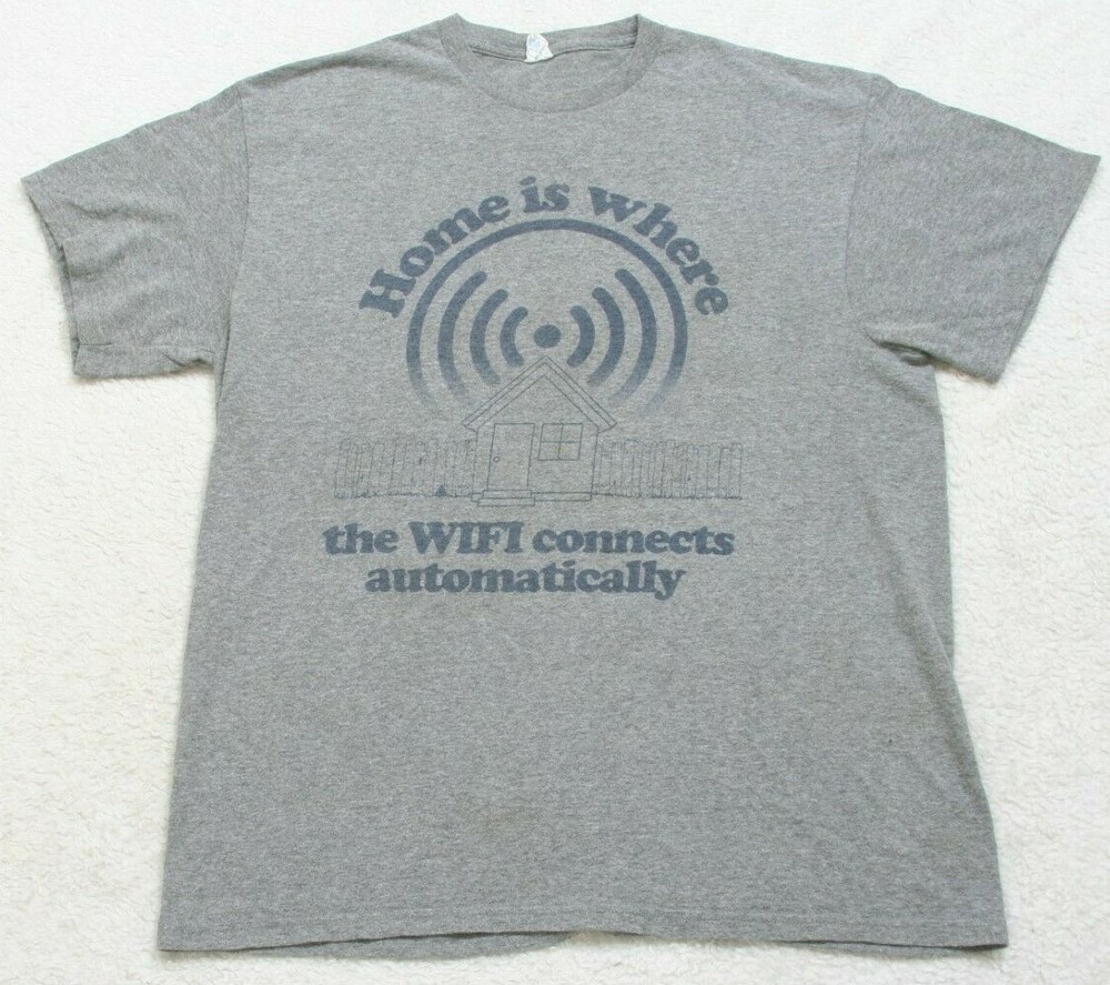Delta Pro Weight Gray Home Is Where Graphic T-Shirt Top Large Short Sleeve 1462
