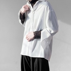 Men Mesh Sheer Turtleneck Long Sleeve Casual T Shirts Nightclub Party Top