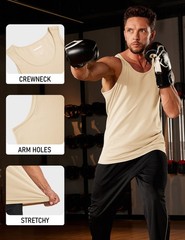 Mens Workout Tank Tops Muscle Athletic Gym Cotton Undershirt Sleeveless Shirts
