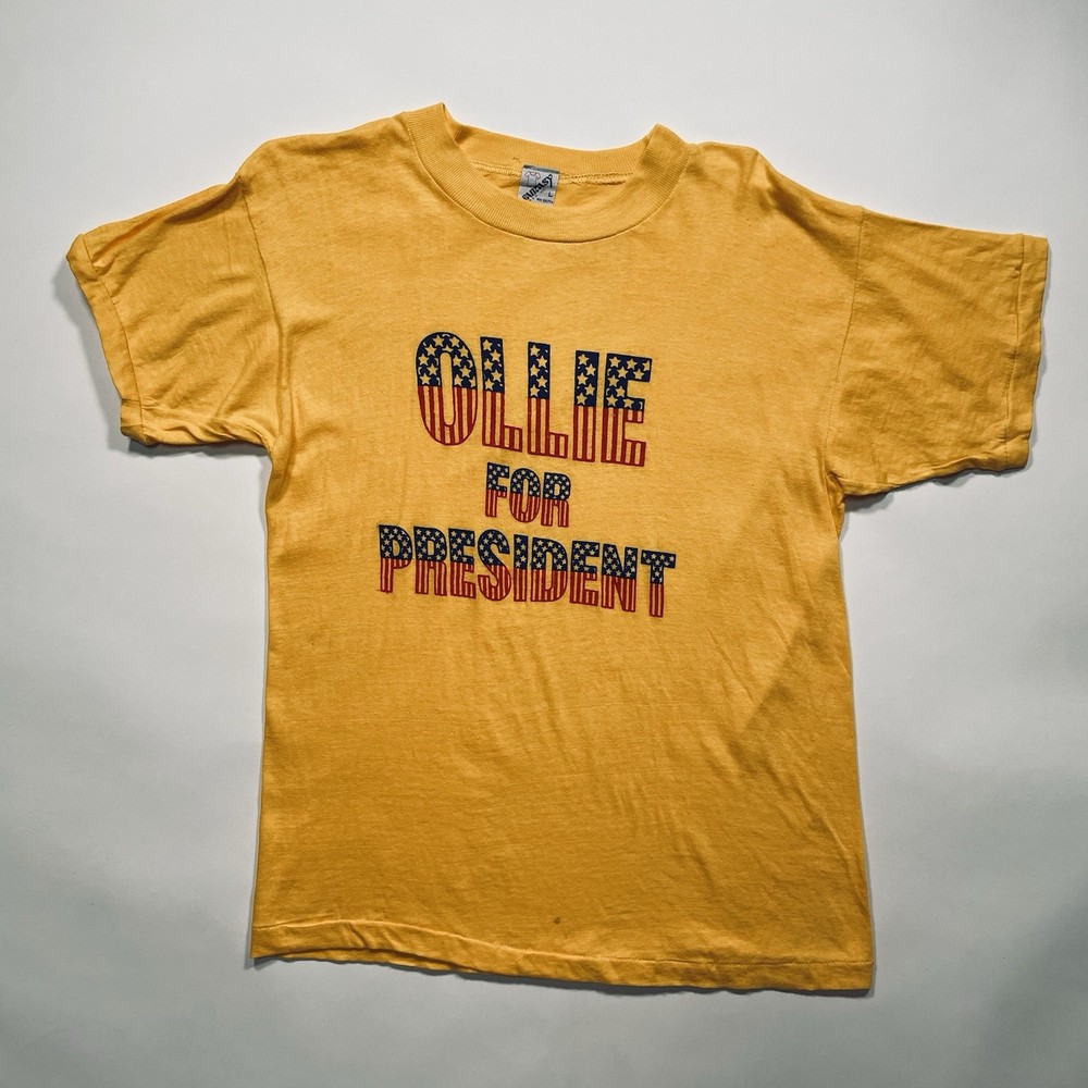 Vintage 1970s “Ollie for President” T-Shirt Single Stitch USA Yellow Size L