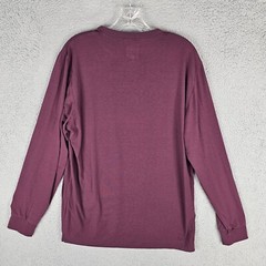 Leisure Lab Everyday T-Shirt Mens 3 Burgundy Stretch High Low Slit Long Sleeve