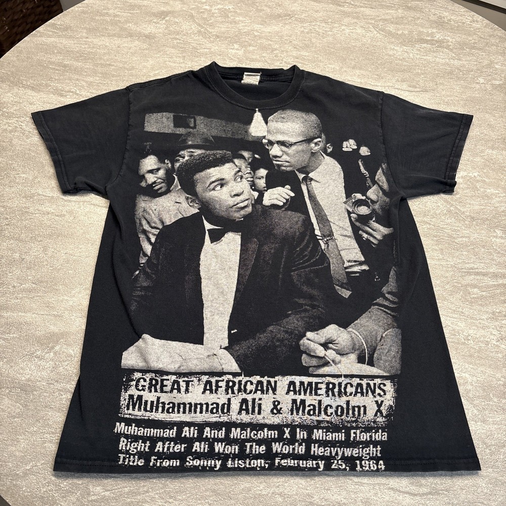 Vintage Muhammad Ali Malcolm X Shirt Shirt Sleeve Size Medium Photo Graphic