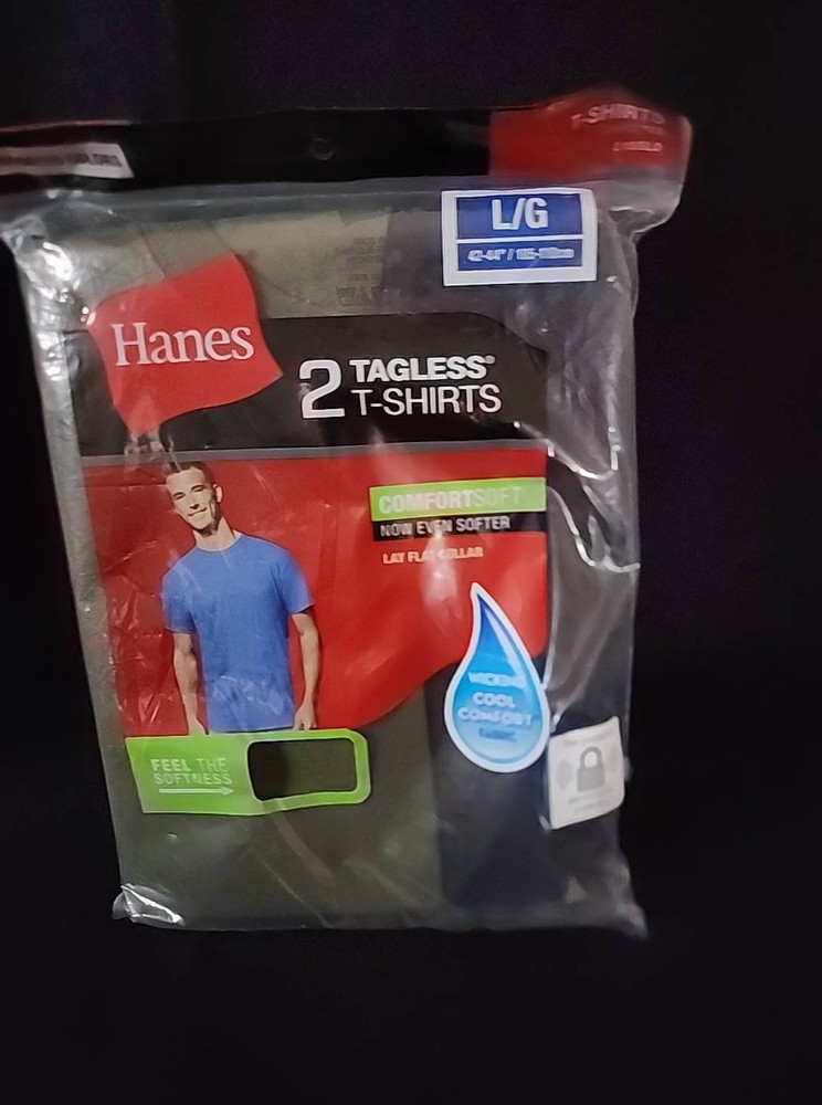 Hanes Mens 2Pk Cool Comfort Wicking Tagless Large – Choose Color Blue Or Green