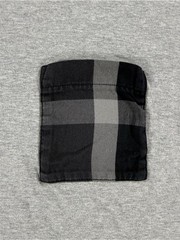 Black Label Crestbridge Men’s Heather Gray Tee with Black Plaid Pocket – Size S