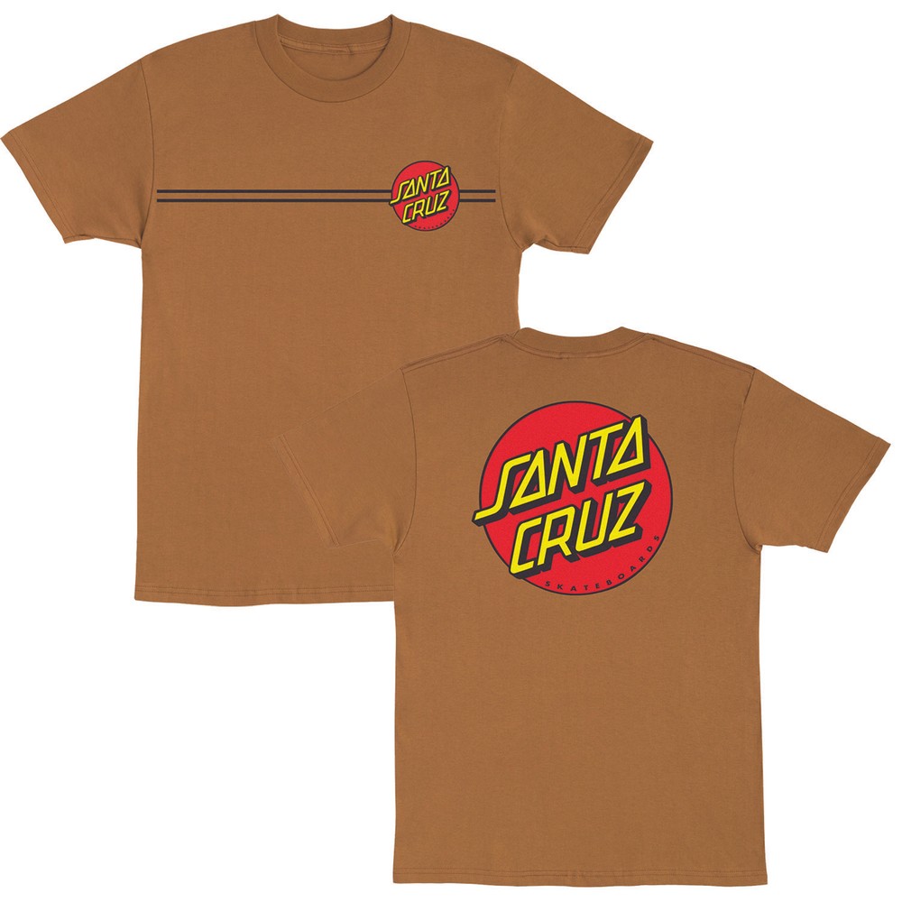 Santa Cruz Classic Dot T Shirt Tee Skateboard Brown Multiple Sizes M L XL XXL