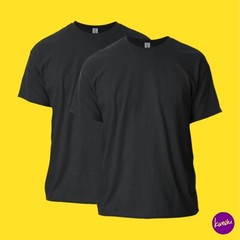 GILDAN Unisex Ultra Cotton T-Shirt, Style G2000, Black (2-Pack), UK L | EU 52