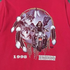 Vintage 90s 1998 Biketoberfest Daytona Biker Red Wolf Motorcycle T Shirt L