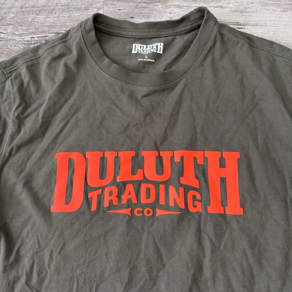 Duluth Trading Long Sleeve Graphic T-Shirt Men Large Green Neon Logo 100% Cotton