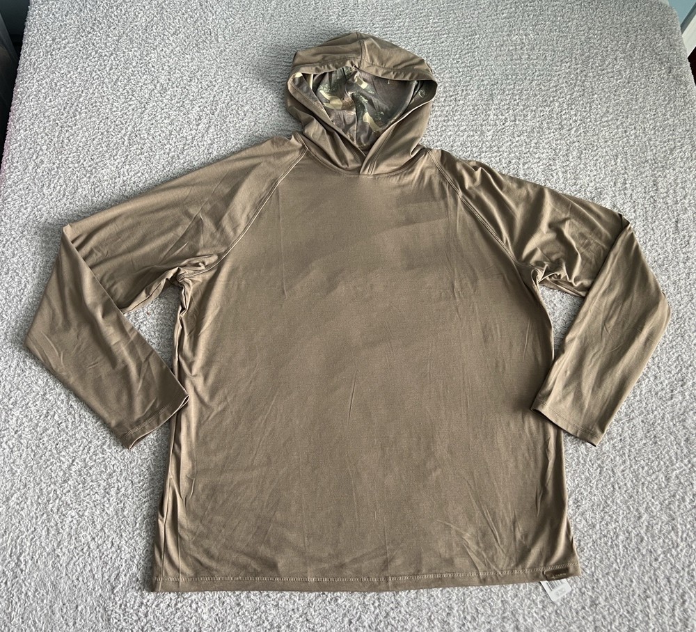 Habit Hooded Shirt Men’s Large Brown Hooded Performance Wicking Stretch Bamboo