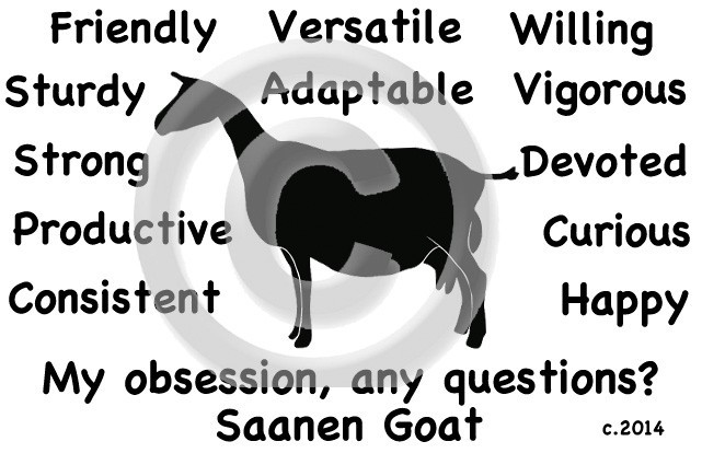 Saanen Goat – My Obsession, Any Questions? T-shirt – Choice of Colors and Sizes